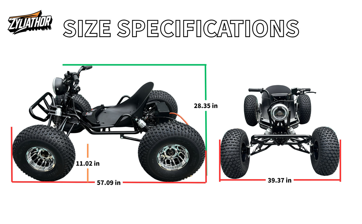 Zyliathor Electric go-kart, shaft drive, 48v 1500W high power motor, all-terrain off-road, 8" aluminium wheels
