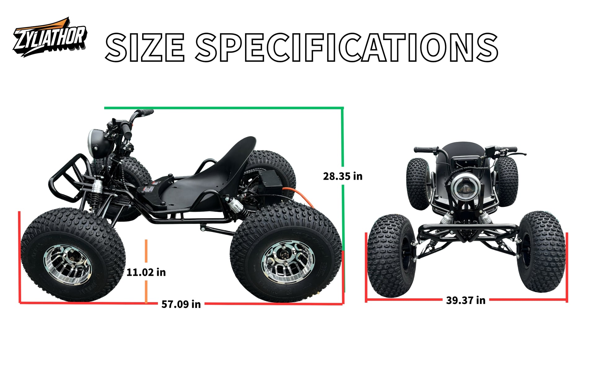 Zyliathor electric go kart 48V 1500W off-road  with 8-inch tires, hydraulic disc brake and adjustable seat for adults and teens