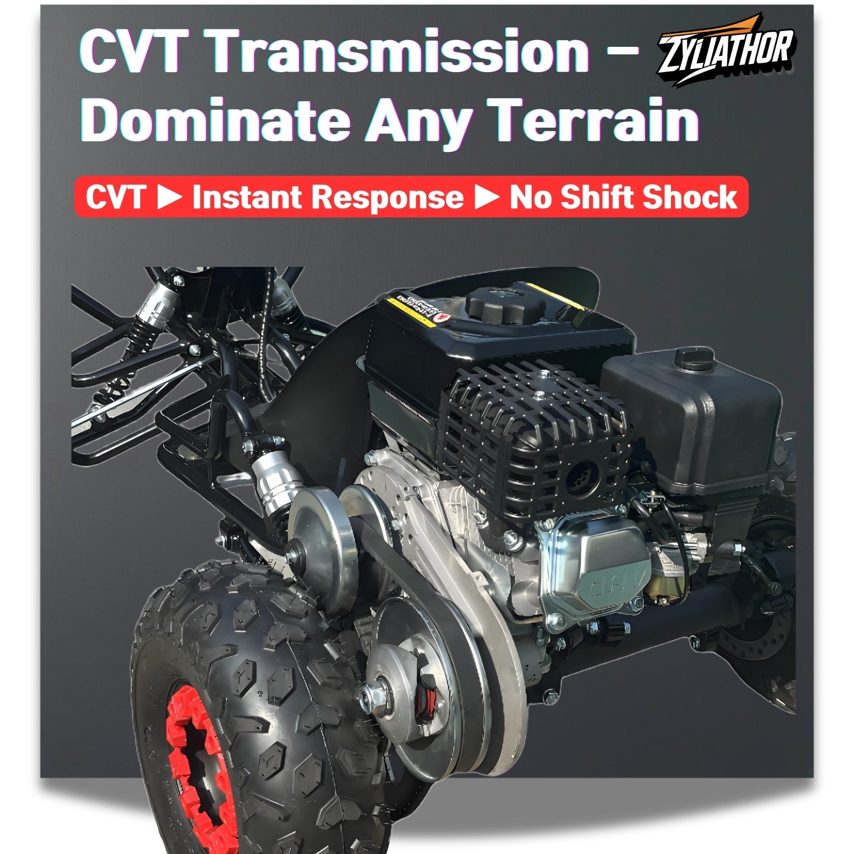 Zyliathor 212cc go kart  gas off-road with CVT, hydraulic disc brakes and 6-inch AT tires for adults and teens