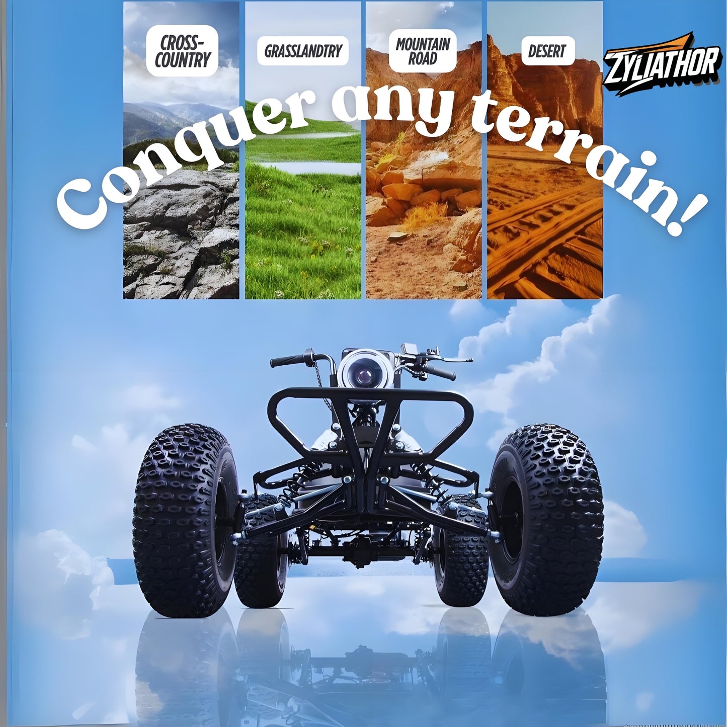 Zyliathor Electric go-Kart, 2WD, 48v2000W Motor, All Terrain Off-Road, 6" Tyres