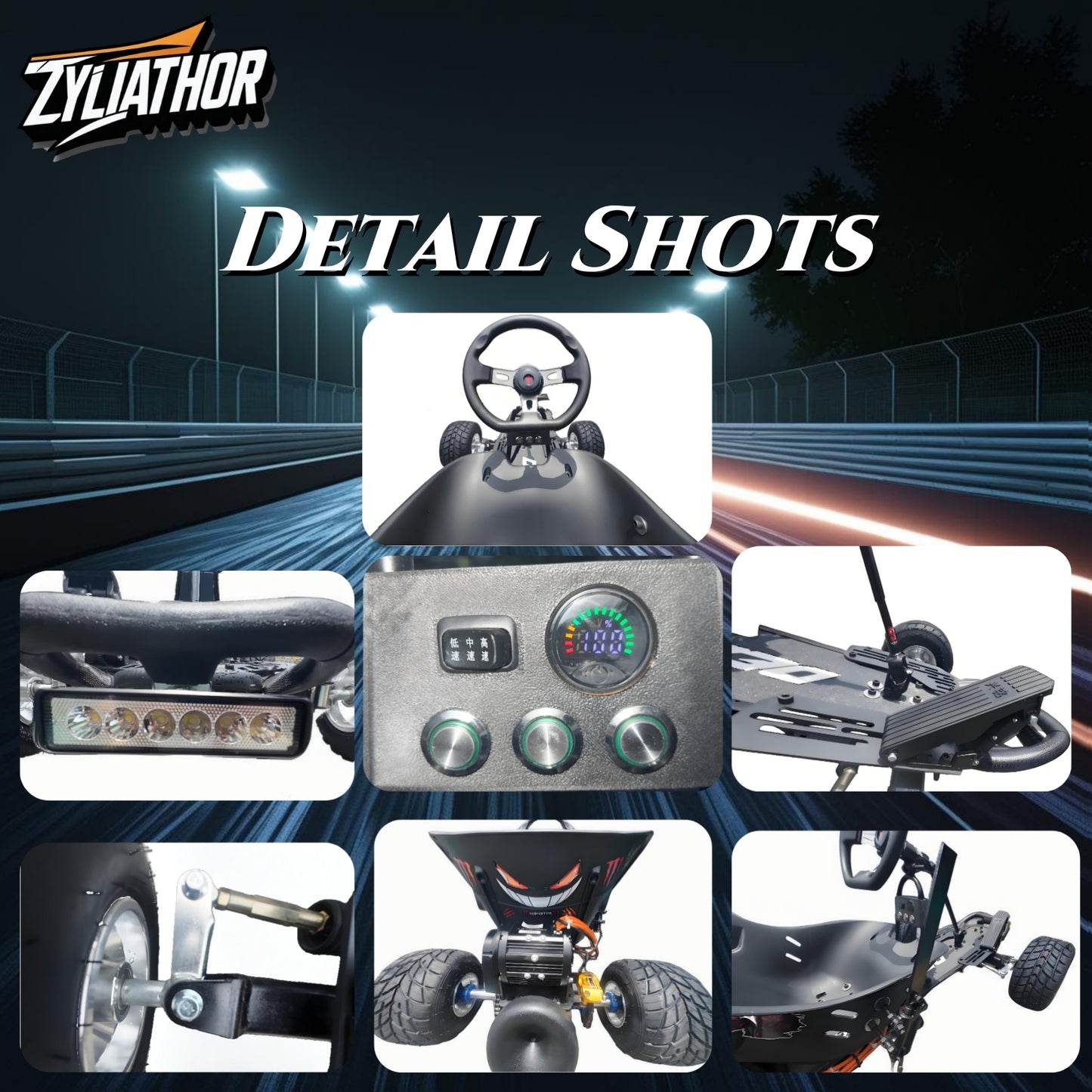 Zyliathor Electric Go-Karts 72V Artisan tank kart Kid-To-Adult Off-Road Ride
