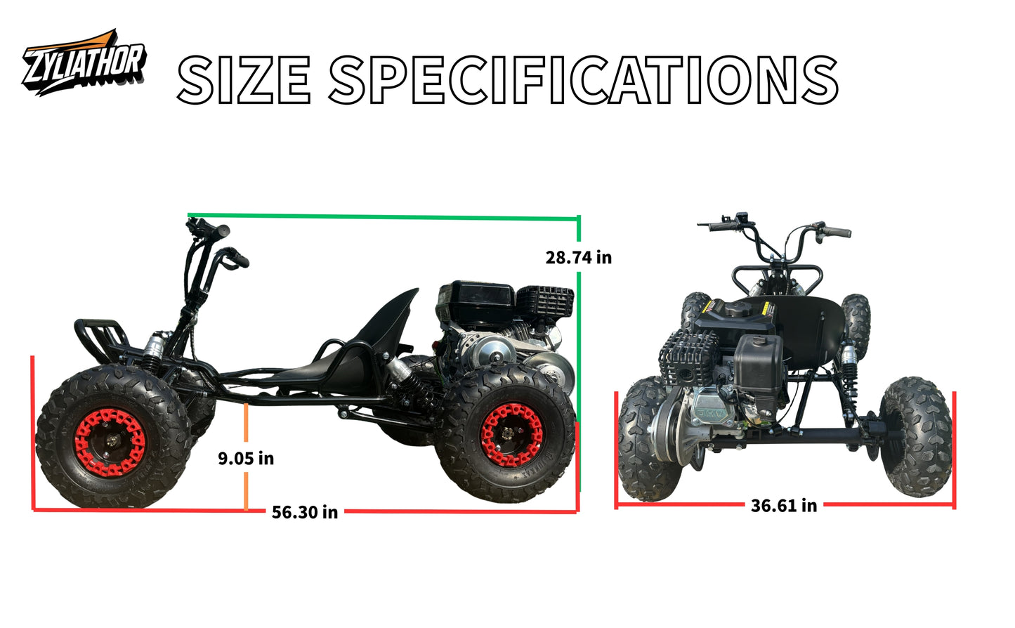 Zyliathor go-kart, 4-stroke 212cc, all-terrain off-road, 6" tyres, CVT transmission