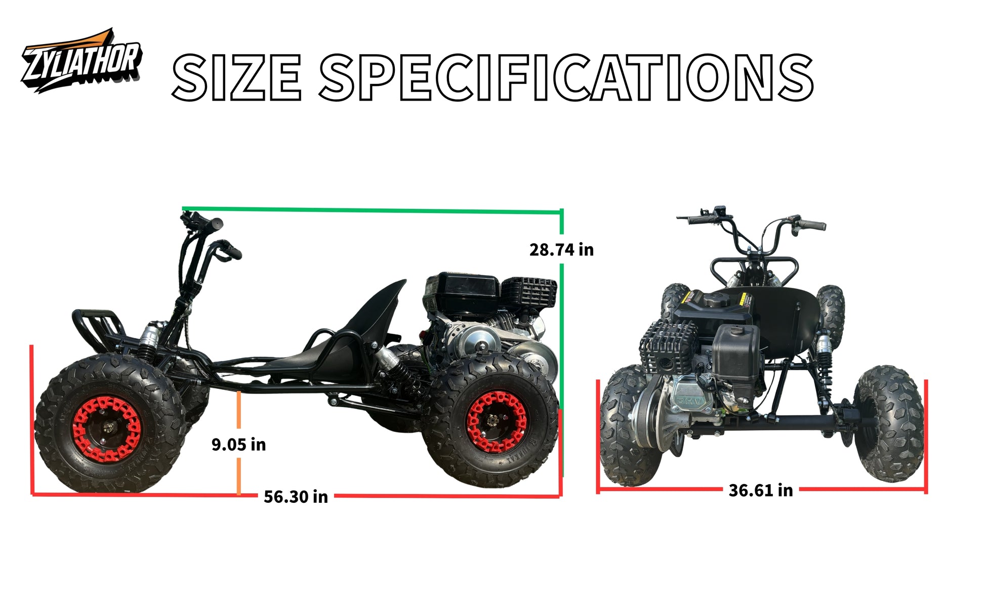 Zyliathor 212cc go kart  gas off-road with CVT, hydraulic disc brakes and 6-inch AT tires for adults and teens