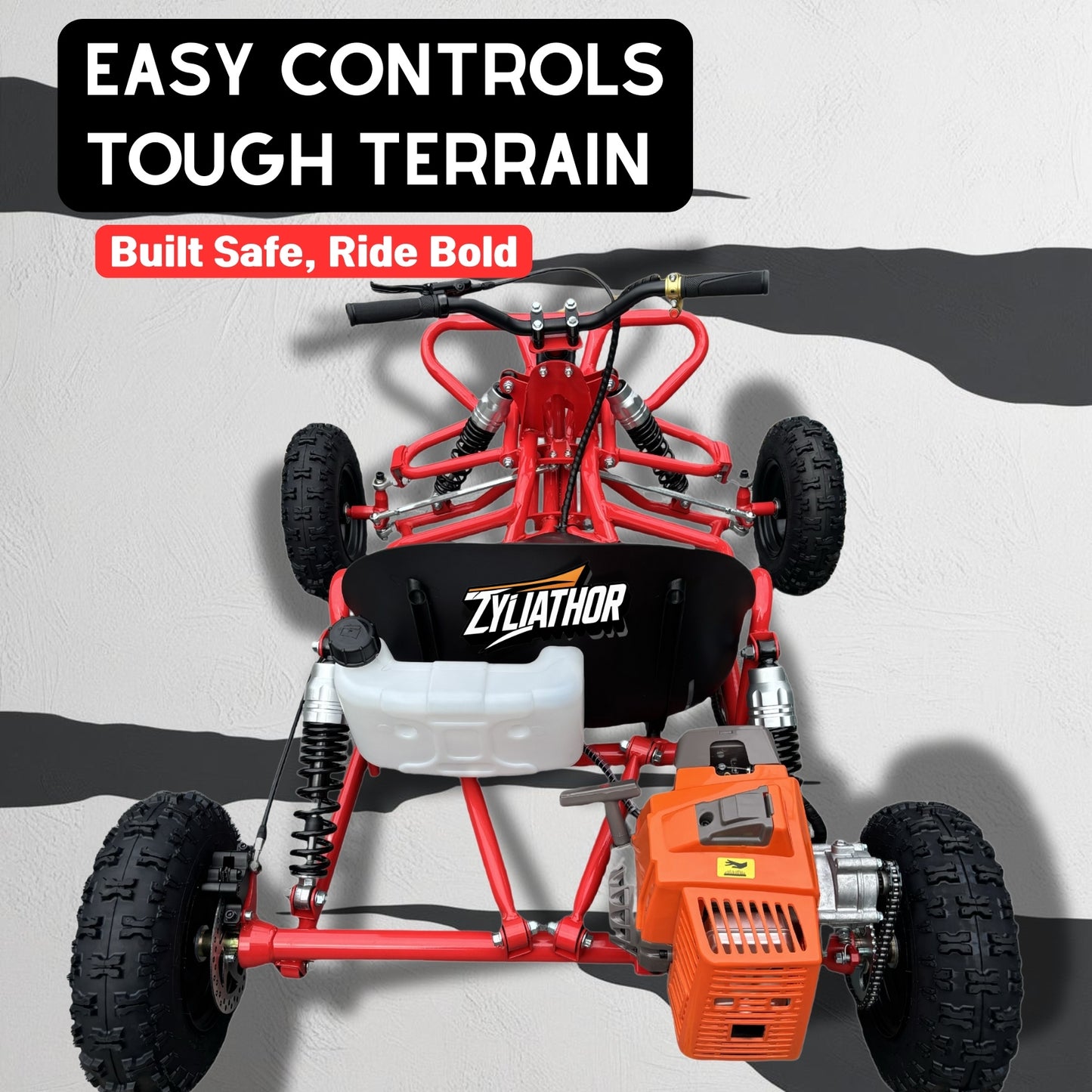 Zyliathor 90cc go kart 2-stroke gas off-road with 6-inch AT tires and hydraulic disc brakes for adults and teens