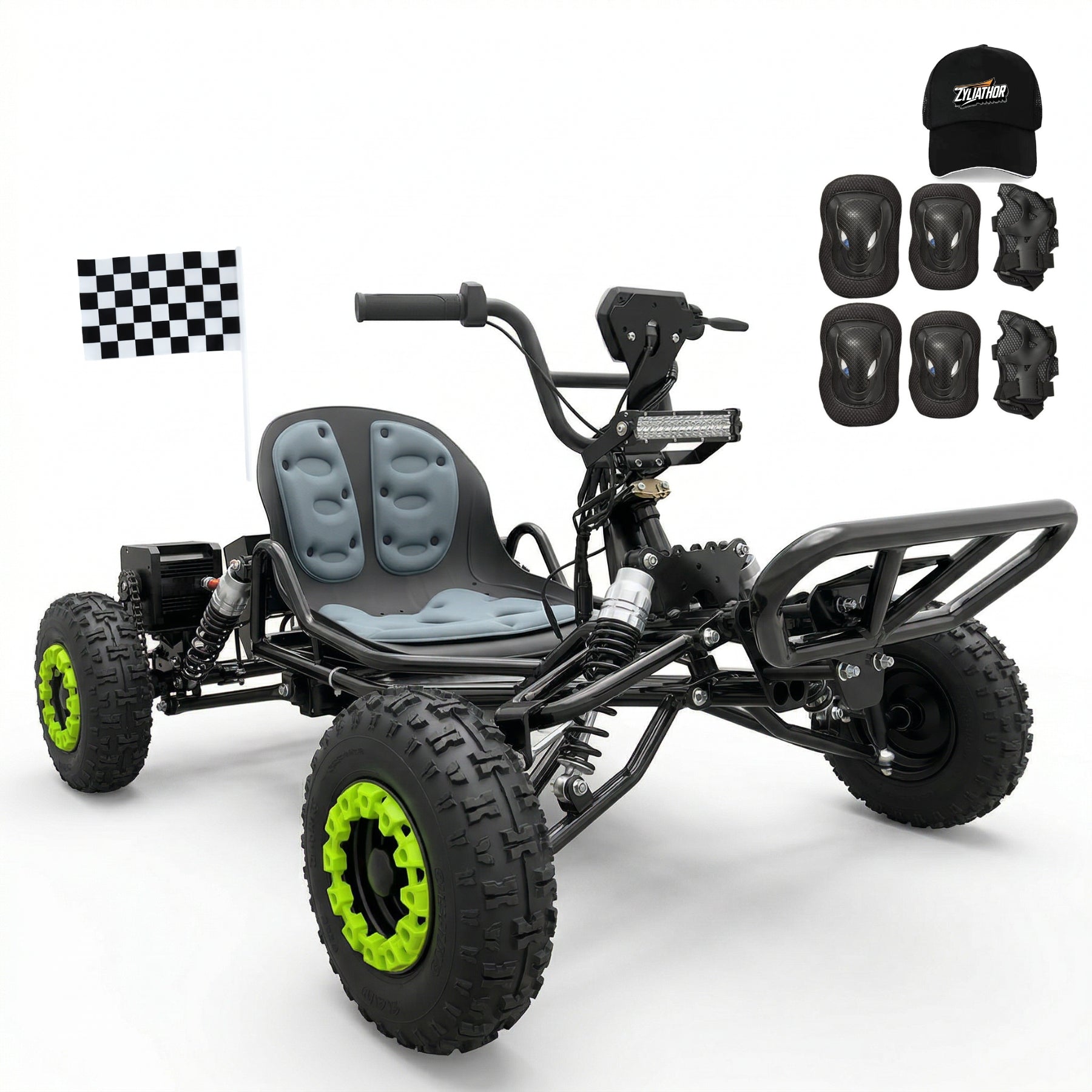 48V 20Ah Up to 30 Mile Range, Peak 2500W Off Road Go Kart,Electric