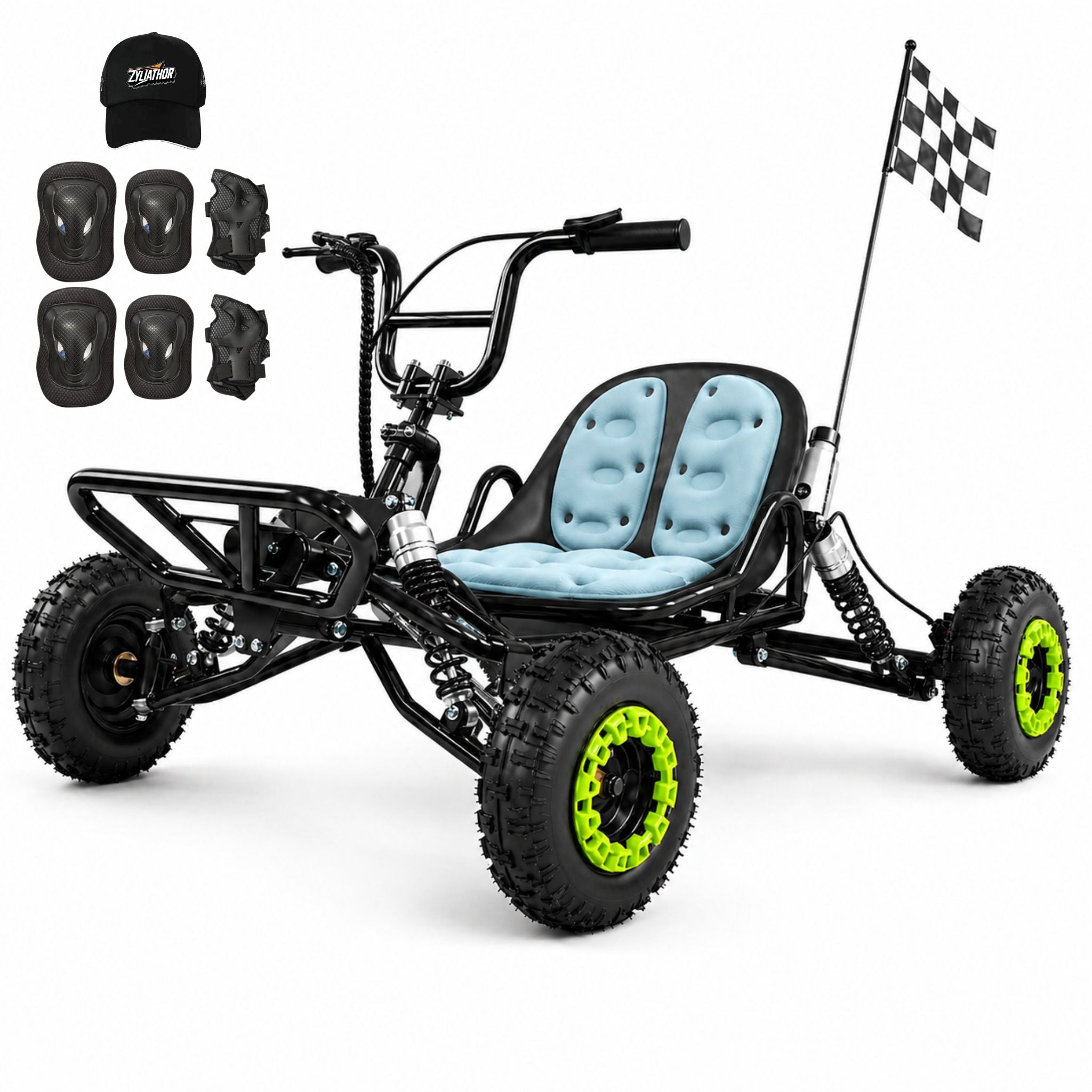 Gas Go Kart, 63.3cc Up to 28MPH, Pull Start，6