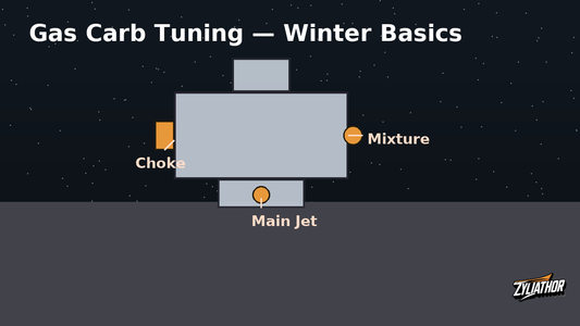 Carb tuning in winter—choke, mixture screw and main jet adjustments on a 212cc engine