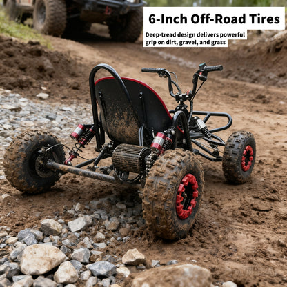 60V 2000W Electric Off-Road Go Kart, 15Ah Battery, 6" Tires, Hydraulic Disc Brake, Coil/Hydraulic Shocks, Teens & Adults, Dirt & Sand