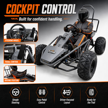 72V Electric Go Kart for Adults & Teens, 1500W Motor, 50Ah Battery, 45-Mile Range, Off-Road Tires