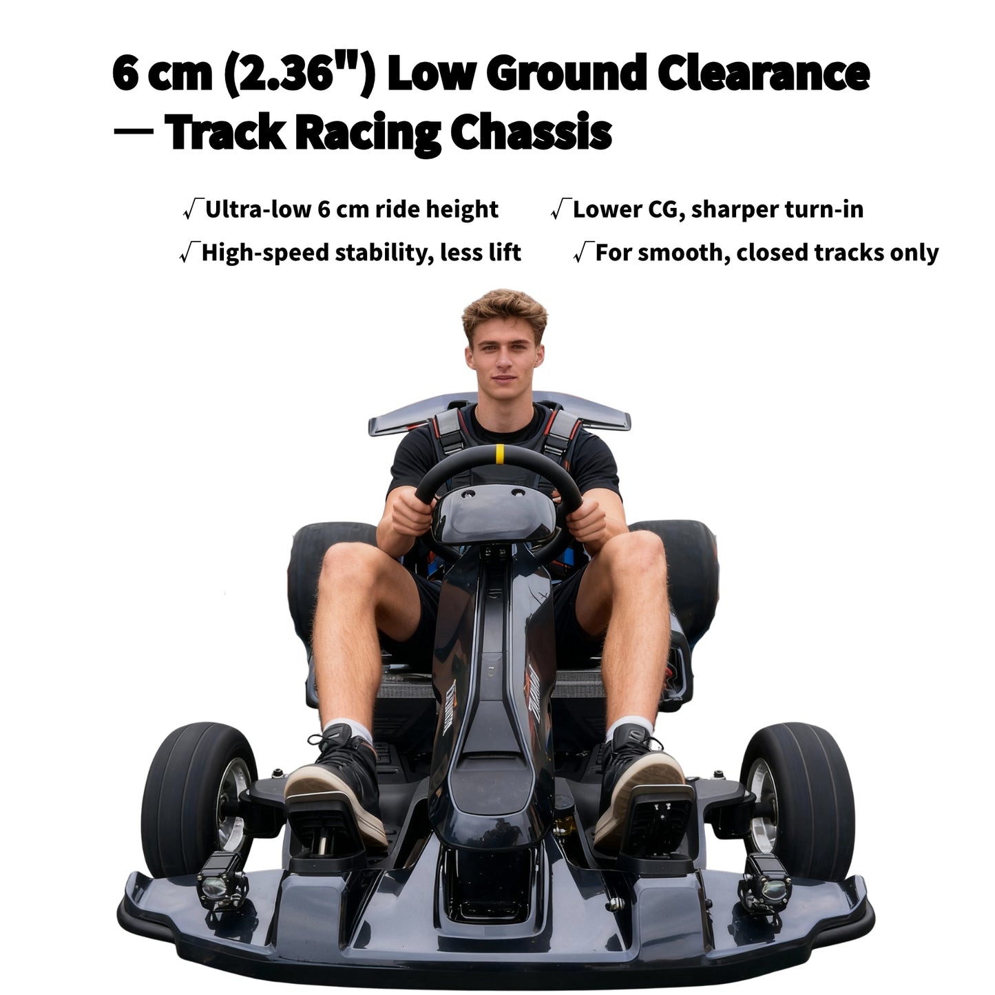 Zyliathor 3000W Mid-Mount Electric Racing Go-Kart, Peak 28kW, 18S 52Ah Battery, 72530 Controller,74.6 mph, Adjustable Chassis, 12" Quick-Release Wheel, Hydraulic Brakes, LED Display & Lights