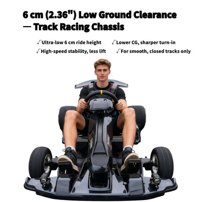 Zyliathor 3000W Mid-Mount Electric Racing Go-Kart, Peak 28kW, 18S 52Ah Battery, 72530 Controller,74.6 mph, Adjustable Chassis, 12" Quick-Release Wheel, Hydraulic Brakes, LED Display & Lights