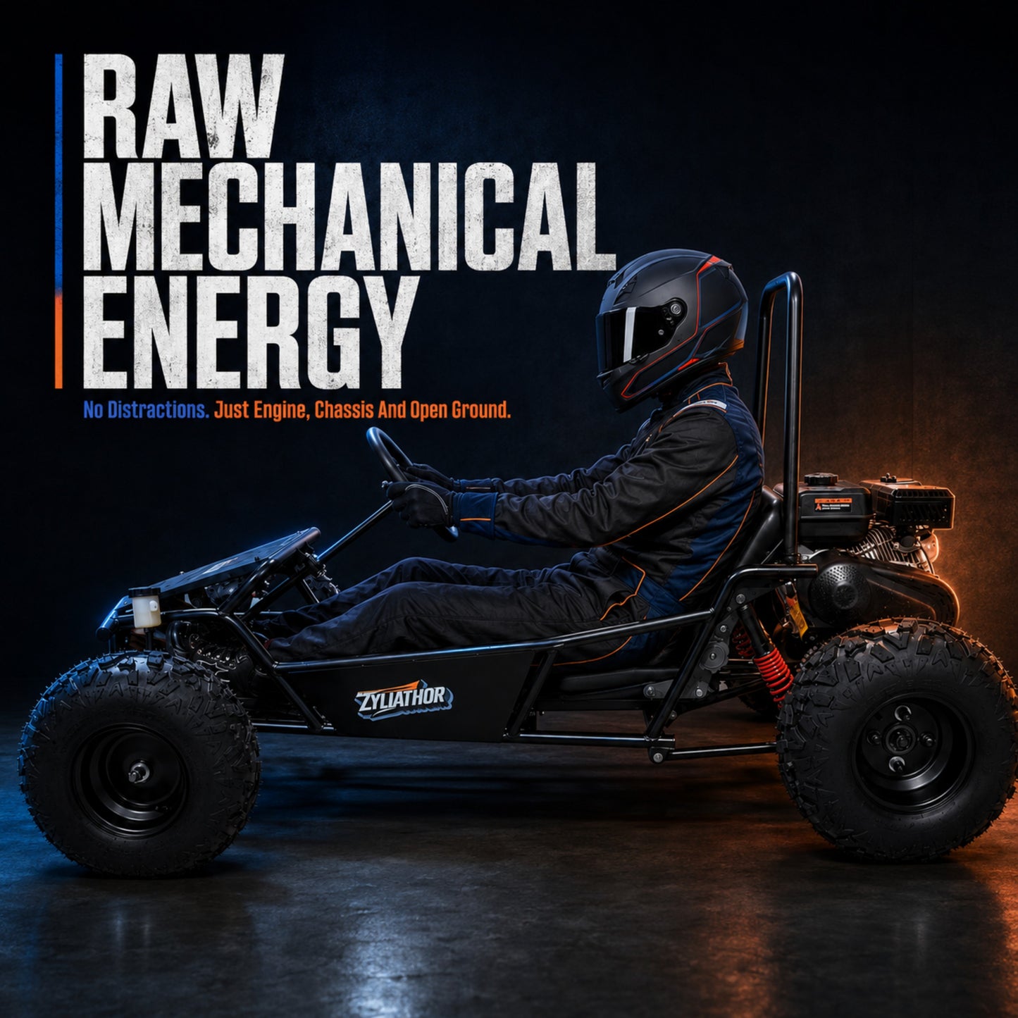 Zyliathor 212cc Gas Off-Road Go Kart, CVT, 35 MPH, Semi-Assembled