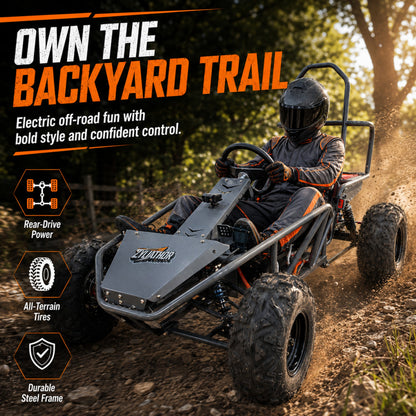 72V Electric Go Kart for Adults & Teens, 1500W Motor, 50Ah Battery, 45-Mile Range, Off-Road Tires