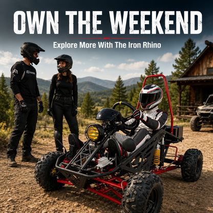72V 3000W Off-Road Go Kart, 52Ah Shaft Drive Diff, 8 Shocks, 50 MPH, 40-Mile Range