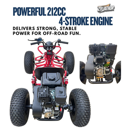 Zyliathor 212cc Upgrade Off-Road Go Kart with CVT, Electric & Pull Start, Forward/Reverse, 8" All-Terrain Tires