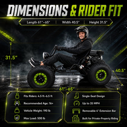 ZYLIATHOR 212cc 4-Stroke Gas Off-Road Go Kart Pro, CVT & Reverse