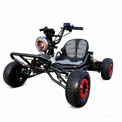 72V 3000W "Mountain Tiger"（Peak 10.8kW)Electric Off-Road Go Kart, 26Ah (37mi), 62mph, 6″/8″ AT Tires, Shaft Drive, 3-Speed+Reverse