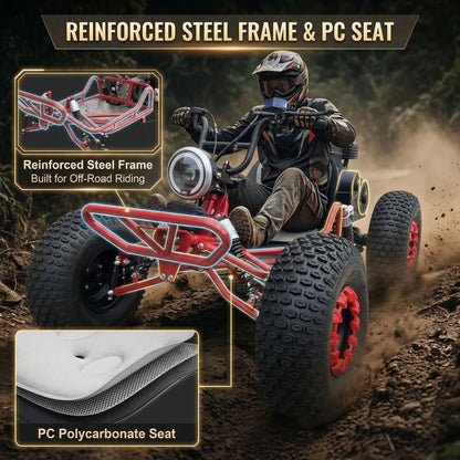 4-stroke 212cc Upgrade Off-Road Go Kart,8" All-Terrain Tires,Electric start, forward + reverse gears