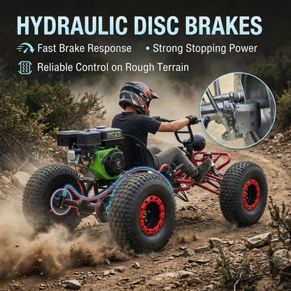 4-stroke 212cc Upgrade Off-Road Go Kart,8" All-Terrain Tires,Electric start, forward + reverse gears