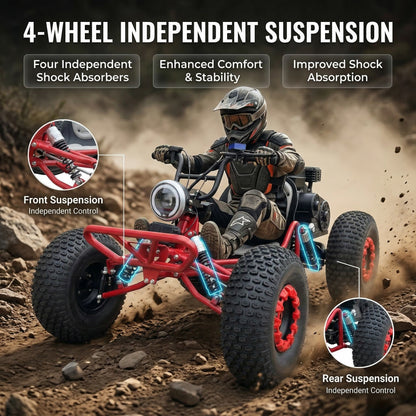 4-stroke 212cc Upgrade Off-Road Go Kart,8" All-Terrain Tires,Electric start, forward + reverse gears