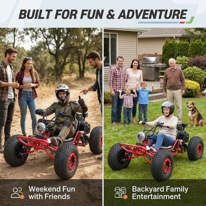 4-stroke 212cc Upgrade Off-Road Go Kart,8" All-Terrain Tires,Electric start, forward + reverse gears