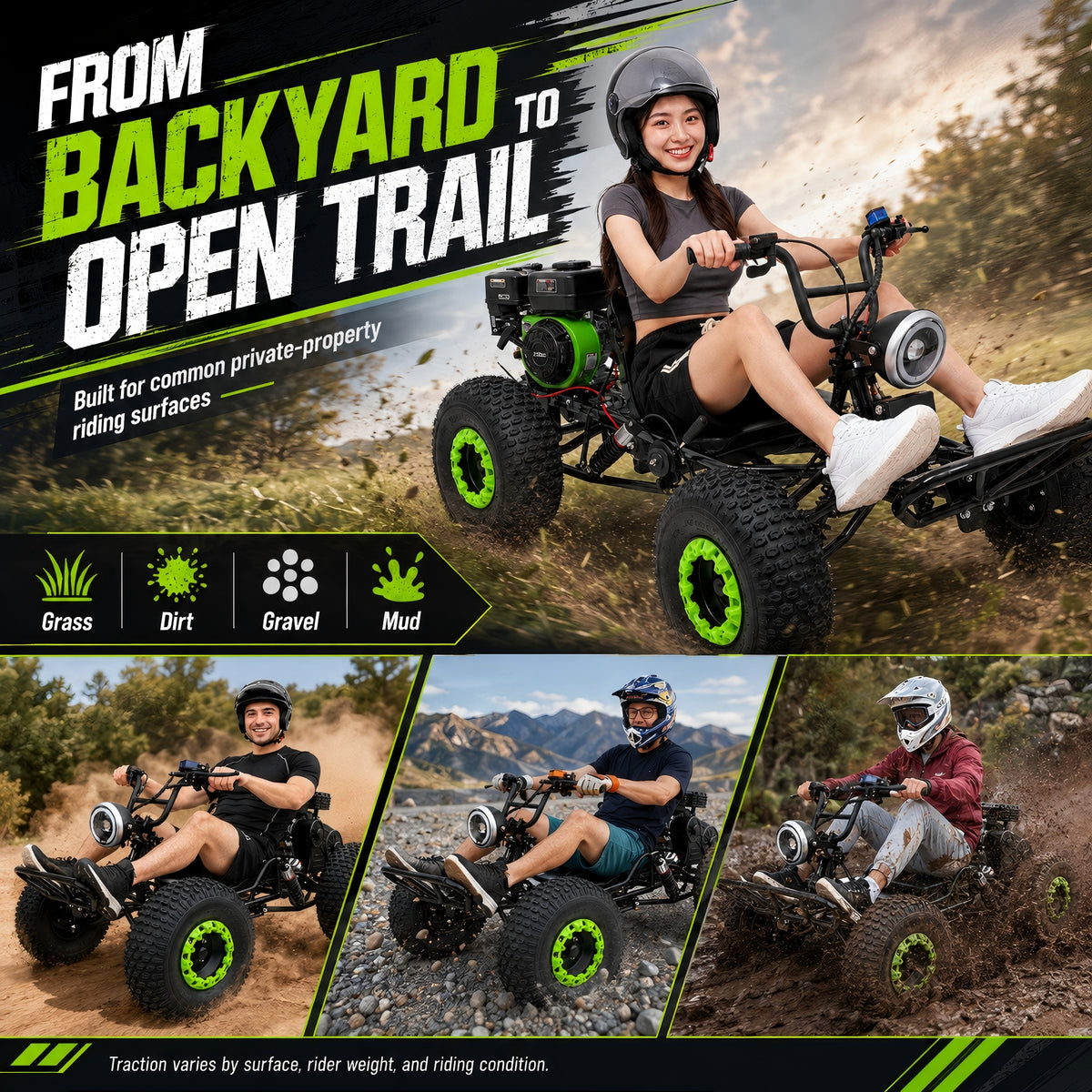 ZYLIATHOR 212cc 4-Stroke Gas Off-Road Go Kart Pro, CVT & Reverse