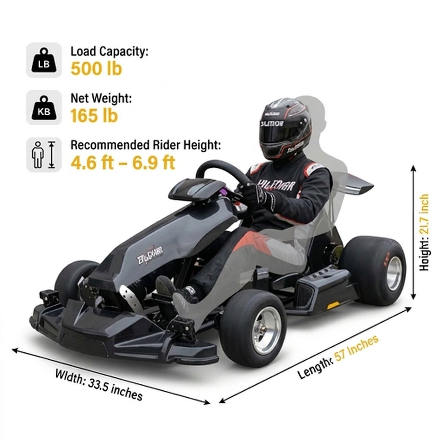 72V 3000W “Little Cyclone” Electric Racing Go-Kart, Peak 28kW, 52Ah Battery