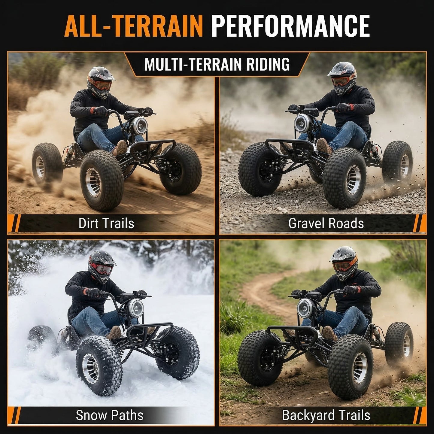 Adults & Kids Electric Off-Road Go Kart, 12-Mile Range, Brushless Peak 4000W, 31MPH, 3 Speed + Reverse, Shaft Drive Diff, AT19x7-8 Tires, Backyard/Private Trails, Beach/Sand