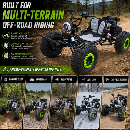 212cc Gas Powered Off-Road Go Kart for Teens & Adults, Electric Start + Pull Start, Forward Neutral Reverse