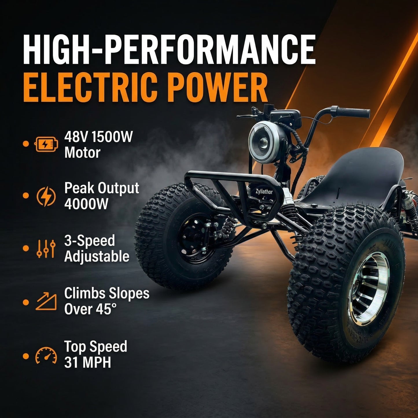 Adults & Kids Electric Off-Road Go Kart, 12-Mile Range, Brushless Peak 4000W, 31MPH, 3 Speed + Reverse, Shaft Drive Diff, AT19x7-8 Tires, Backyard/Private Trails, Beach/Sand