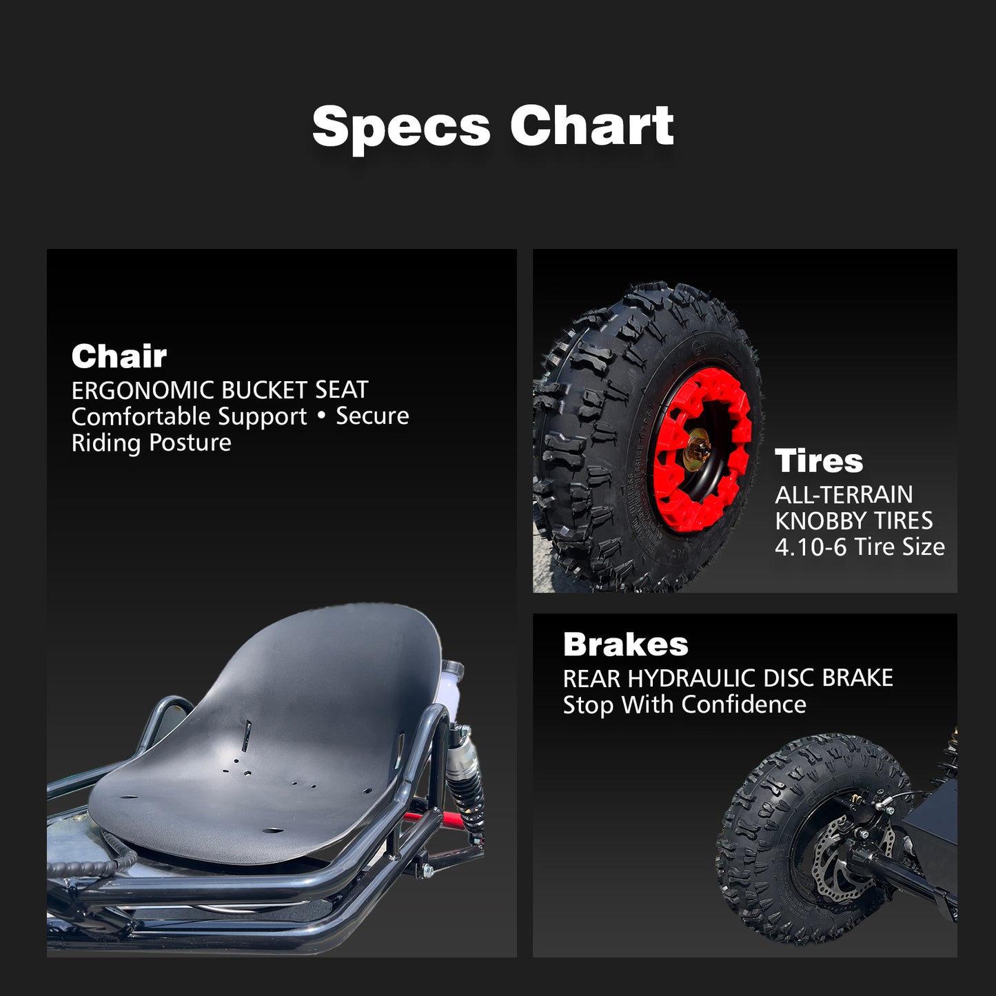 Adult & Kids Electric Go Kart,2000W Brushless,31MPH,Up to 12 miles, 3 Speed + Reverse, Hydraulic Disc Brake, 6" All-Terrain Tires, 440 lb, Off-Road Kart for Backyard & Private Property Trails (Black)