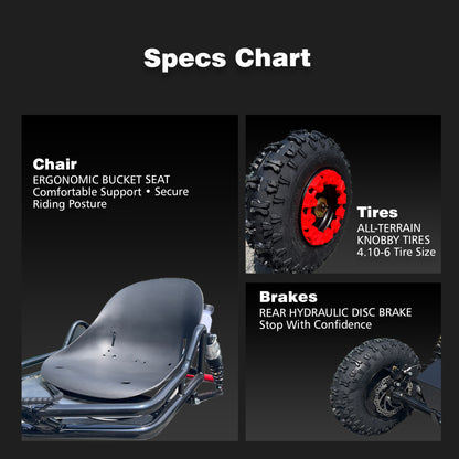 Adult & Kids Electric Go Kart,2000W Brushless,31MPH,Up to 12 miles, 3 Speed + Reverse, Hydraulic Disc Brake, 6" All-Terrain Tires, 440 lb, Off-Road Kart for Backyard & Private Property Trails (Black)