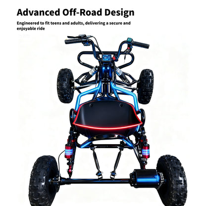 60V 2000W Electric Off-Road Go Kart, 15Ah Battery, 6" Tires, Hydraulic Disc Brake, Coil/Hydraulic Shocks, Teens & Adults, Dirt & Sand