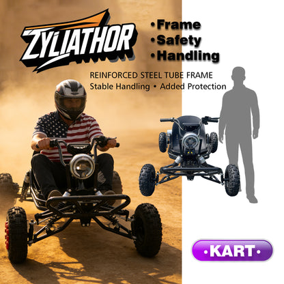 Adult & Kids Electric Go Kart,2000W Brushless,31MPH,Up to 12 miles, 3 Speed + Reverse, Hydraulic Disc Brake, 6" All-Terrain Tires, 440 lb, Off-Road Kart for Backyard & Private Property Trails (Black)