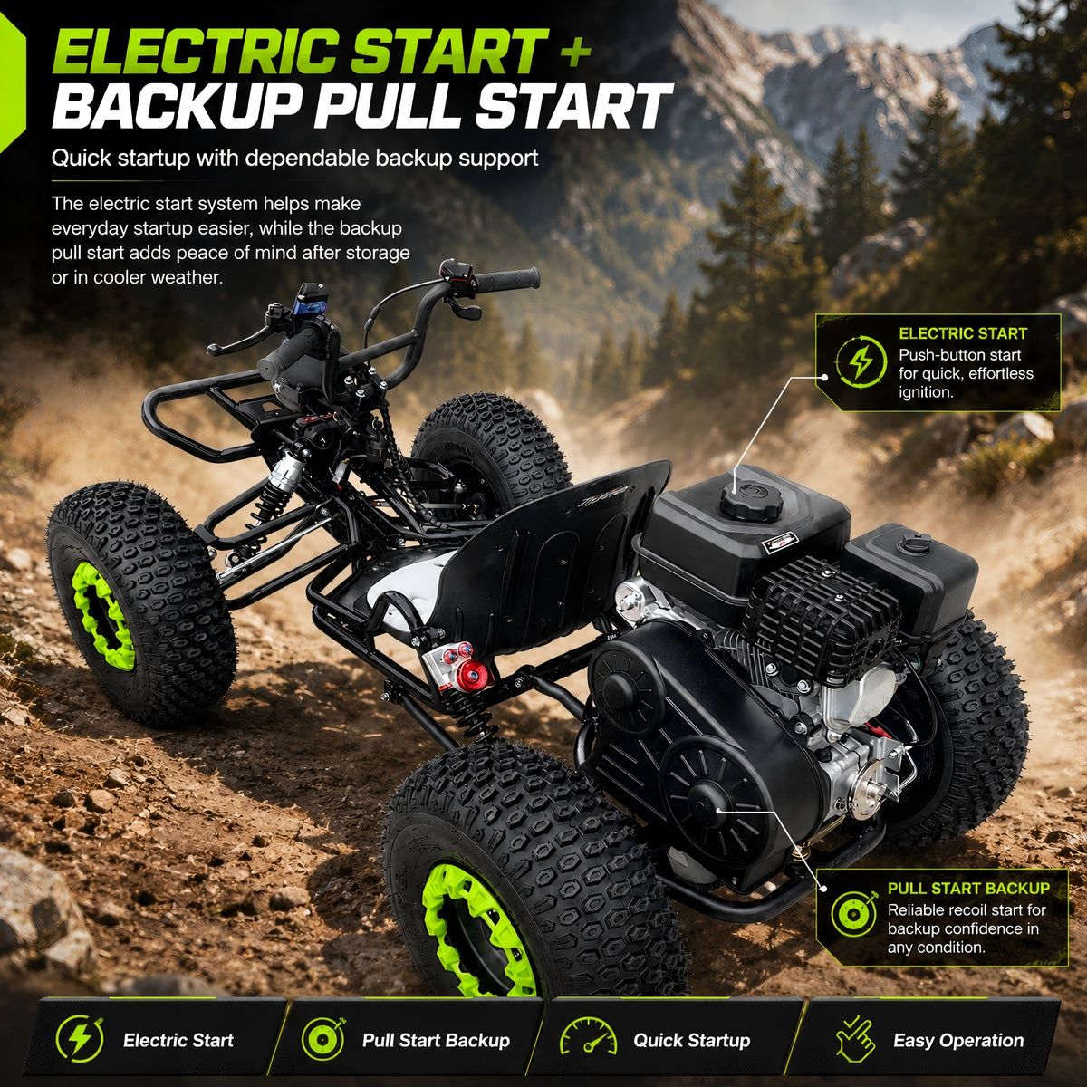 ZYLIATHOR 212cc 4-Stroke Gas Off-Road Go Kart Pro, CVT & Reverse