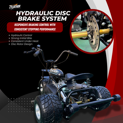 208cc Gas Mini Off-Road Trike Motorcycle CVT, 31MPH Drift Trike Bike, Rear Hydraulic Disc Brake, High-Carbon Steel Frame, Stabilizer Wheels, Muffler, Private Property Only