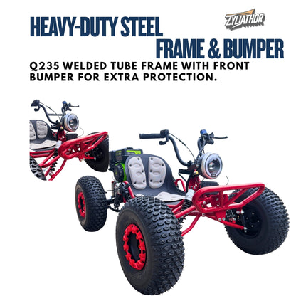 Zyliathor 212cc Upgrade Off-Road Go Kart with CVT, Electric & Pull Start, Forward/Reverse, 8" All-Terrain Tires