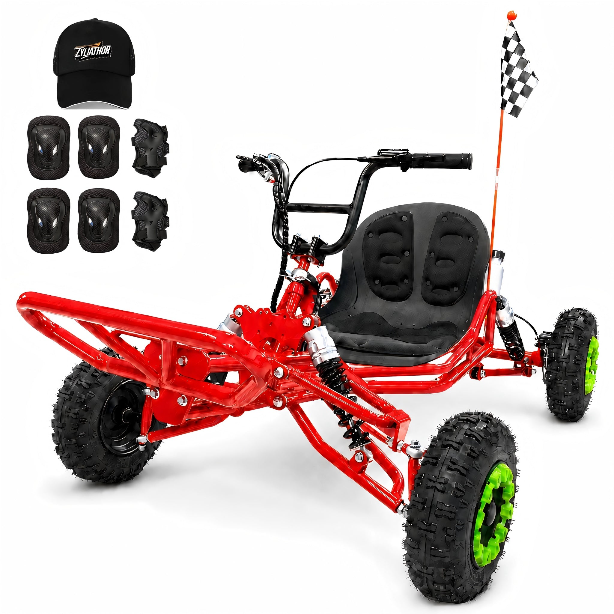 Gas Go Kart, 63.3cc Up to 28MPH, Pull Start，6
