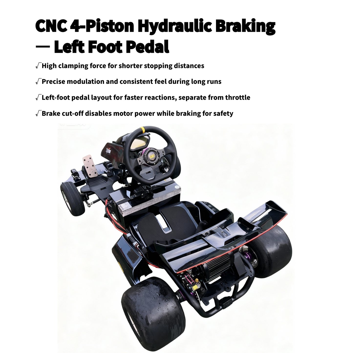 Zyliathor 3000W Mid-Mount Electric Racing Go-Kart, Peak 28kW, 18S 52Ah Battery, 72530 Controller,74.6 mph, Adjustable Chassis, 12" Quick-Release Wheel, Hydraulic Brakes, LED Display & Lights