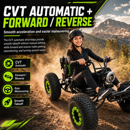 ZYLIATHOR 212cc 4-Stroke Gas Off-Road Go Kart Pro, CVT & Reverse