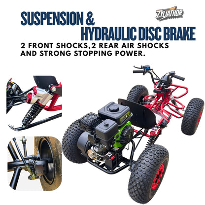 Zyliathor 212cc Upgrade Off-Road Go Kart with CVT, Electric & Pull Start, Forward/Reverse, 8" All-Terrain Tires