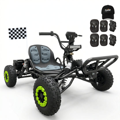 48V 20Ah Up to 30 Mile Range, Peak 2500W Off Road Go Kart,Electric Go Kart for Adults & Teens