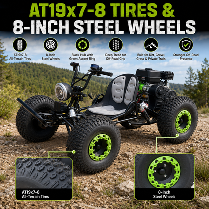 212cc Gas Powered Off-Road Go Kart for Teens & Adults, Electric Start + Pull Start, Forward Neutral Reverse
