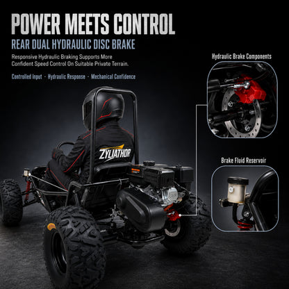 Zyliathor 212cc Gas Off-Road Go Kart, CVT, 35 MPH, Semi-Assembled