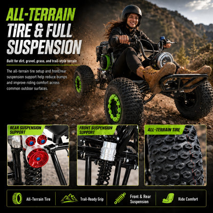 ZYLIATHOR 212cc 4-Stroke Gas Off-Road Go Kart Pro, CVT & Reverse