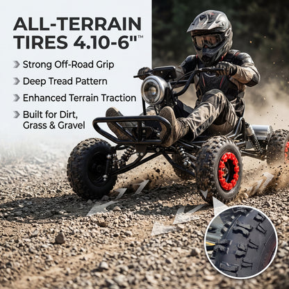 Adult & Kids Electric Go Kart,2000W Brushless,31MPH,Up to 12 miles, 3 Speed + Reverse, Hydraulic Disc Brake, 6" All-Terrain Tires, 440 lb, Off-Road Kart for Backyard & Private Property Trails (Black)