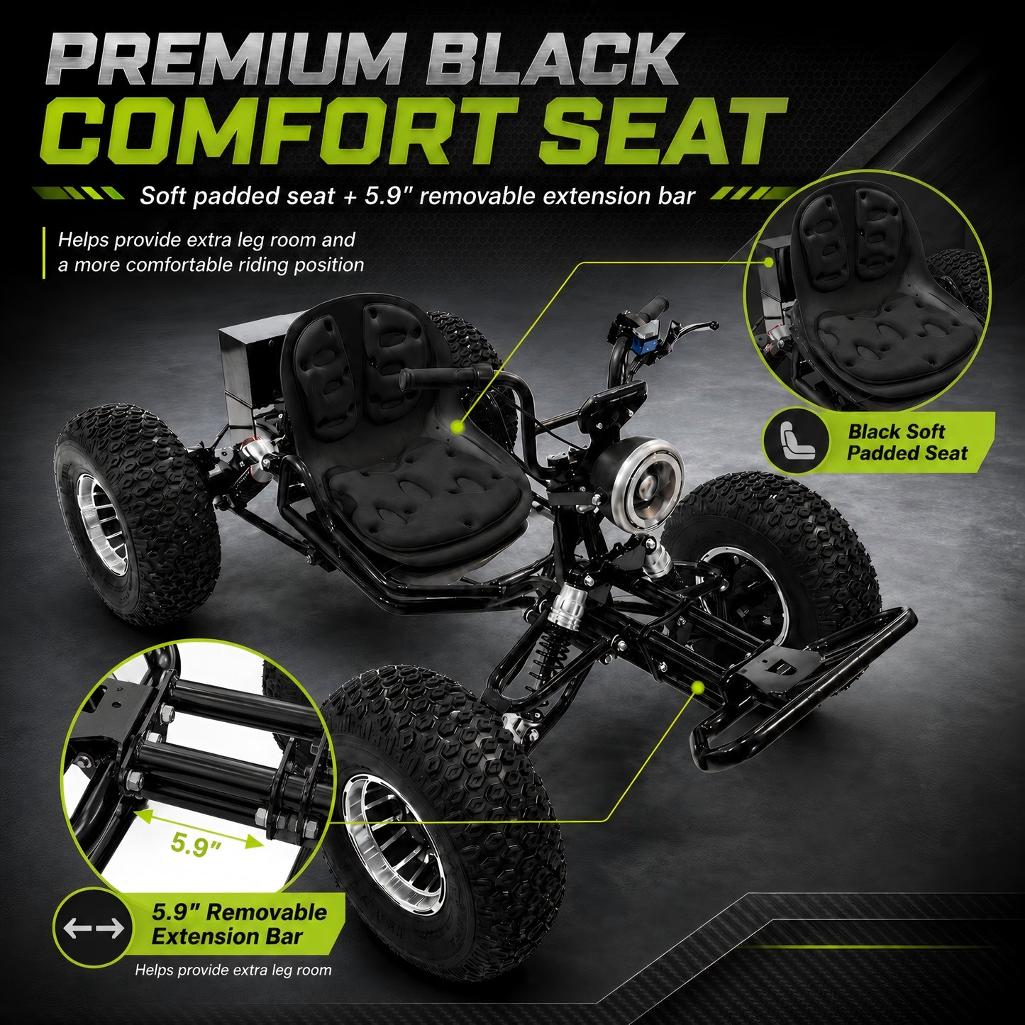 72V 3000W Electric Off-Road Go Kart for Adults & Teens, Peak 10.8kW, Up to 45 MPH, 37-Mile Range