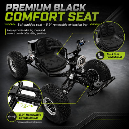 72V 3000W Electric Off-Road Go Kart for Adults & Teens, Peak 10.8kW, Up to 45 MPH, 37-Mile Range