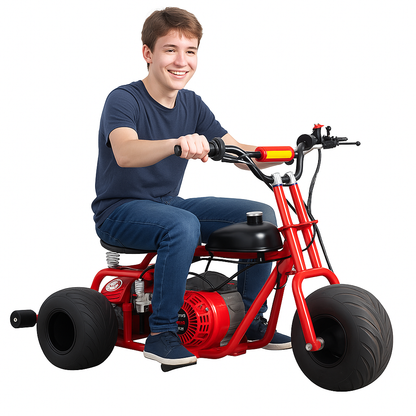 208CC 3-Wheel Off-Road Gas Powered Motorcycle – with 4-Stroke Briggs & Stratton Engine, CVT,Pull Start, Rear Disc Brake (Black)