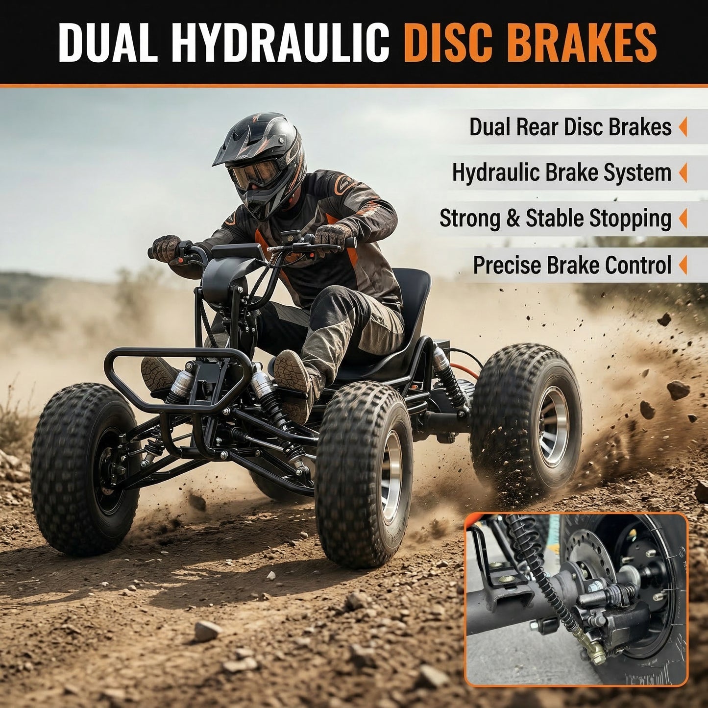 Adults & Kids Electric Off-Road Go Kart, 12-Mile Range, Brushless Peak 4000W, 31MPH, 3 Speed + Reverse, Shaft Drive Diff, AT19x7-8 Tires, Backyard/Private Trails, Beach/Sand